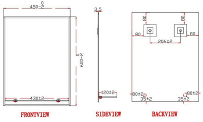 Aurora Bathroom Mirror Wall Modern Frameless Bevelled Rectangle Glass Shelf 600x450mm