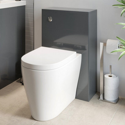 Aurora Bathroom Modern WC 500mm Toilet Unit Concealed Cistern BTW Soft Close Grey