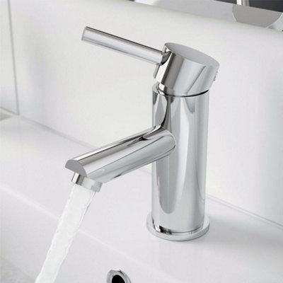 Aurora Bathroom Monobloc Basin Sink Mixer Tap Brass Single Lever Round Chrome Modern