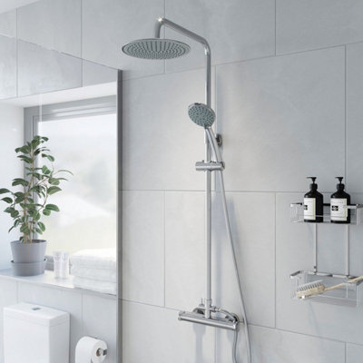 Aurora Bathroom P Shaped Shower Bath 1700mm RH Mixer Shower Screen Side Panel White