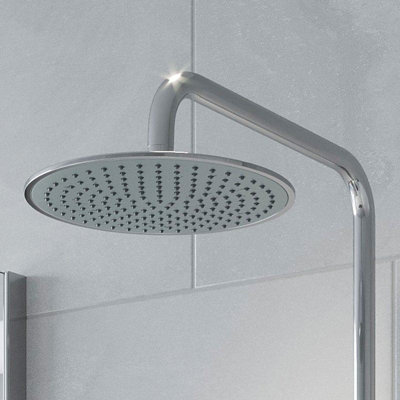 Aurora Bathroom P Shaped Shower Bath 1700mm RH Mixer Shower Screen Side Panel White