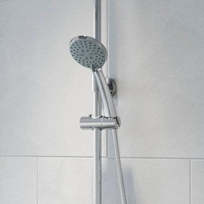 Aurora Bathroom P Shaped Shower Bath 1700mm RH Mixer Shower Screen Side Panel White