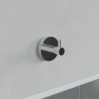 Aurora Bathroom Robe Towel Hook Holder Chrome Round Wall Mounted Stylish Modern