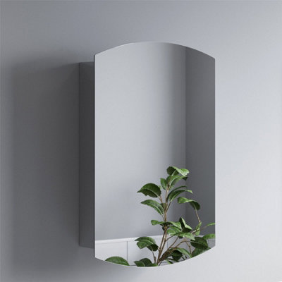 Aurora Bathroom Single Door Mirror Stainless Steel Square Edge Modern Cabinet 400x600mm