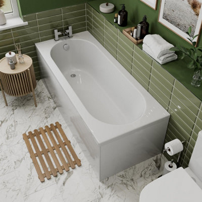 Aurora Bathroom Single Ended 1700x700mm Curved Bath Front Panel Acrylic White Modern
