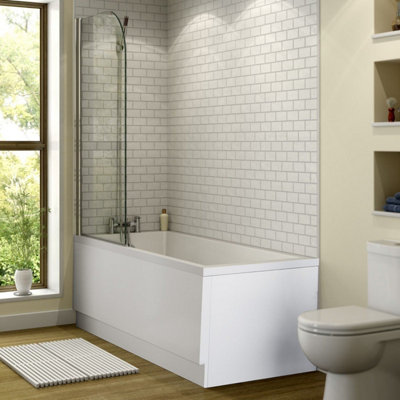 Aurora Bathroom Single Ended 1700x700mm Curved Bath Front Panel Acrylic White Modern