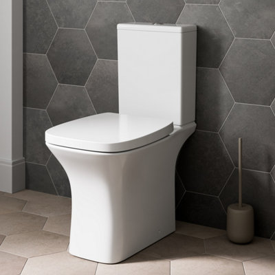 Aurora Bathroom Space Saving Toilet WC White Gloss Ceramic Soft Close Dual Flush
