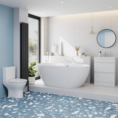 Aurora Bathroom Suite 1500mm Freestanding Bath Toilet WC Basin Vanity Unit