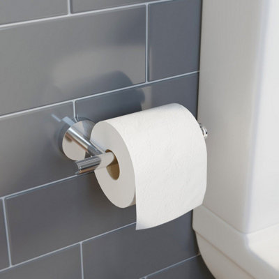 Aurora Bathroom Toilet Roll Holder Chrome Round Wall Mounted Stylish Modern