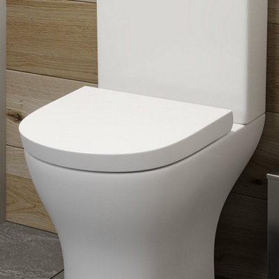 Aurora Bathroom Toilet Seat Slow Soft Close Anti-Slam D Shape Wraparound White Modern