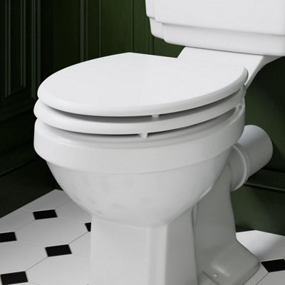 Aurora Bathroom Toilet Seat Traditional Round Soft Close Top Fix Hinges White Gloss