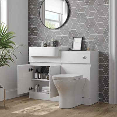 Buy Aurora Bathroom Toilet WC Basin Sink Vanity Unit Combination White ...