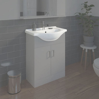 Aurora Bathroom WC Basin 650mm Compact Sink Single Tap Hole White BASIN ONLY