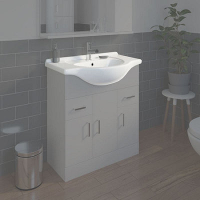 Aurora Bathroom WC Basin 750mm Compact Sink Single Tap Hole White BASIN ONLY
