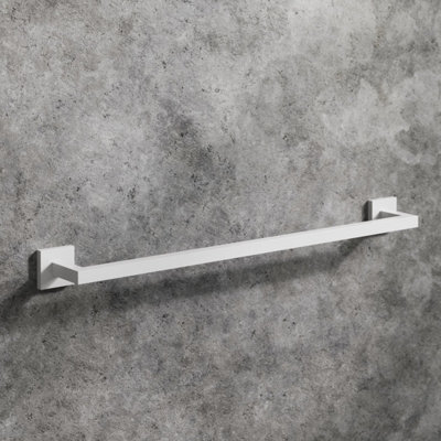 Aurora Bathroom WC Matt White Square Wall Mounted Towel Rail Holder Stylish Modern