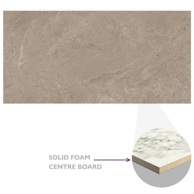 Aurora Beige Stone Stucco Effect Tongue & Groove Waterproof Shower Wall ...