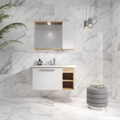 Aurora Carrara Marble Grey Matt Wall Tiles 30cmx60cm  - Sample Tile