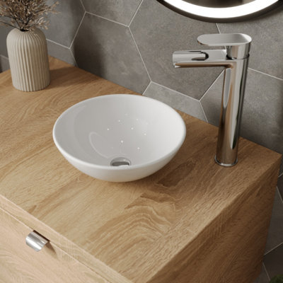 Aurora Ceramic Bathroom Vanity Wash Basin Sink Countertop Round Modern 280 x 280mm
