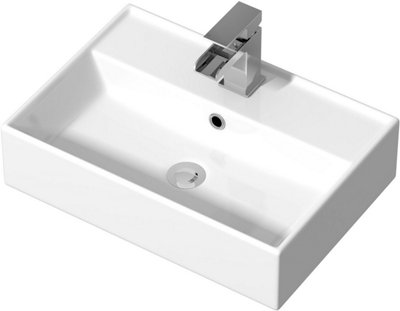 Aurora Ceramic Bathroom Vanity Wash Basin Sink Countertop Single Lever Mixer Tap Bundle