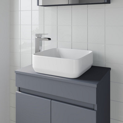 Aurora Ceramic Bathroom Vanity Wash Basin Sink Countertop Single Lever Mixer Tap Bundle