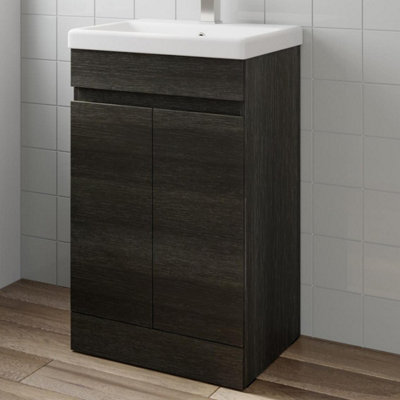 Aurora Charcoal Grey Free Standing 500mm Vanity Unit Basin Modern Bathroom Flat Pack