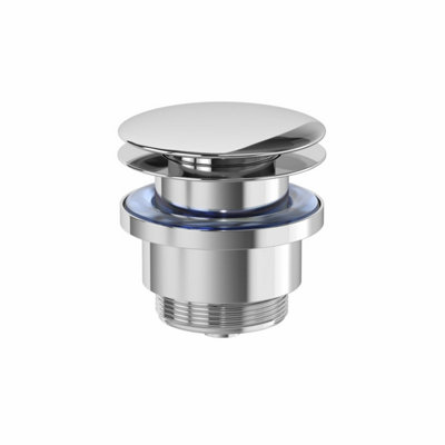 Aurora Chrome Basin Waste Sink Push Button Pop Up Bathroom Slotted Unslotted Plug