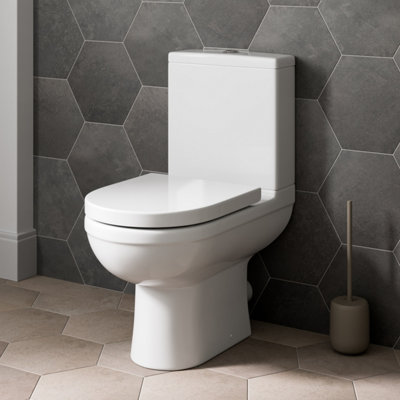Aurora Close Coupled Bathroom Toilet Space Saving Pan Soft Close Seat Dual Flush