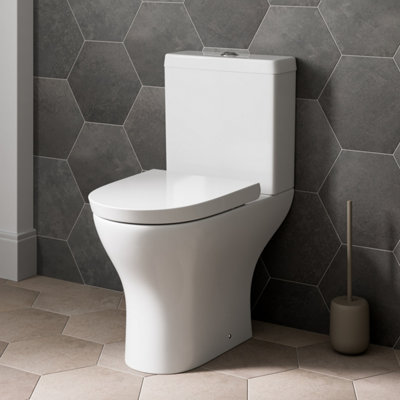 Aurora Close Coupled Toilet Modern Bathroom WC Short Projection Soft Close Seat White