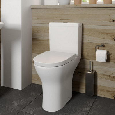 Aurora Comfort Height Rimless Close Coupled Toilet WC Soft Close Seat White Ceramic