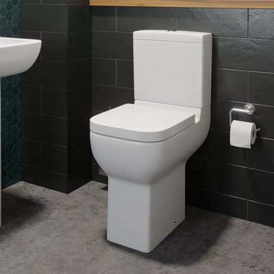 Aurora Comfort Raised Height Close Coupled Rimless Toilet Bathroom WC White Soft Close