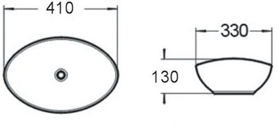Aurora Countertop Basin Sink Bathroom Vanity Wash Oval Curved White Modern 410x330mm