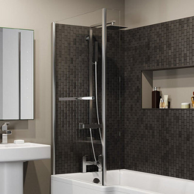 Aurora Fixed Straight Bath Screen & Rail ONLY- Bath NOT Included