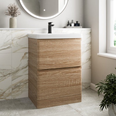 Aurora Floor Standing Bathroom Vanity Unit & Basin Sink Storage Furniture Cabinet 600mm