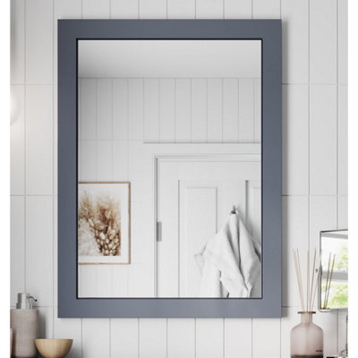 Aurora Framed Wooden Bathroom Mirror Wood Frame Wall Mounted Mirrors Grey 800 x 600mm