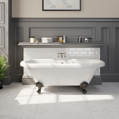 Aurora Freestanding 1500mm Traditional Roll Top Bath Tub Bathroom Ball Feet Acrylic