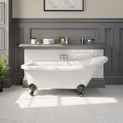 Aurora Freestanding 1550mm Traditional Roll Top Slipper Bath Tub Bathroom Ball Feet