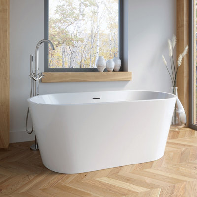 Aurora Freestanding Double Ended Bath Luxury Acrylic Bathtub & Waste White 1700x780mm