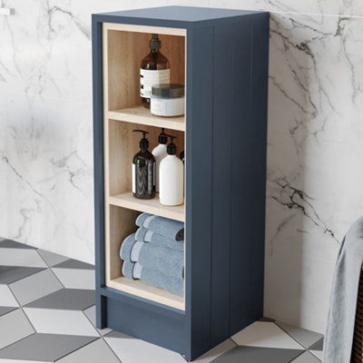 Aurora Freestanding Open Shelf Unit Storage Cabinet Blue Bathroom Furniture 300mm