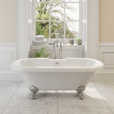 Aurora Freestanding Traditional 1500mm Bath Double Ended Roll Top Legs Included White