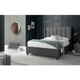 Aurora Grey Velvet Ottoman Bed Double