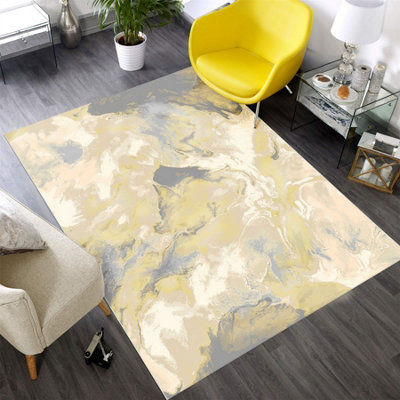 Aurora Haze Marble Abstract Rugs in Yellow - 160x230cm