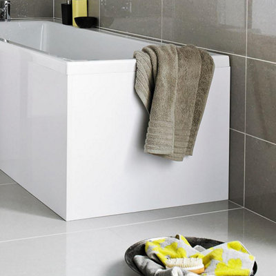 Aurora L Shaped Shower Bath End Panel Modern Bathroom White Gloss MDF 680x540mm