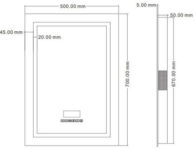 Aurora LED Bathroom Mirror 700x500mm Wall Mounted Battery Operated Illuminated Modern