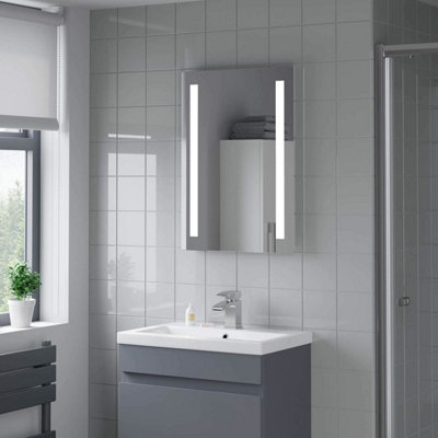 Aurora LED Bathroom Mirror Illuminated Vertical Horizontal Battery Powered 500x700mm
