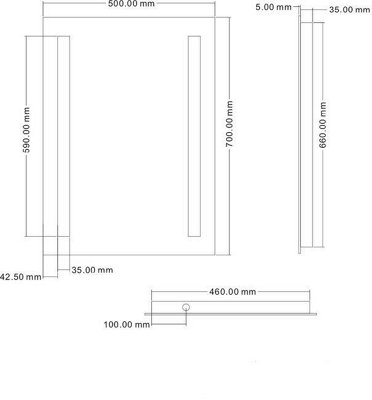 Aurora LED Bathroom Mirror Illuminated Vertical Horizontal Battery Powered 500x700mm