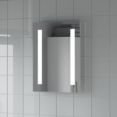 Aurora LED Bathroom Mirror Vertical Horizontal Illuminated Rectangular Battery 390x500