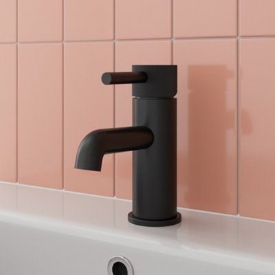 Aurora Matt Black Basin Tap Sink Mixer Bathroom Mono Taps Single Lever Modern Fluted
