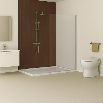 Aurora Matt Dark Wood Effect Tongue & Groove Waterproof Shower Wall ...