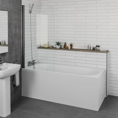 Aurora Modern Bathroom 1600mm Single Ended Straight Round Bath Acrylic White Bathtub