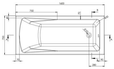 Aurora Modern Bathroom 1600mm Single Ended Wide Square Bath Acrylic White Bathtub